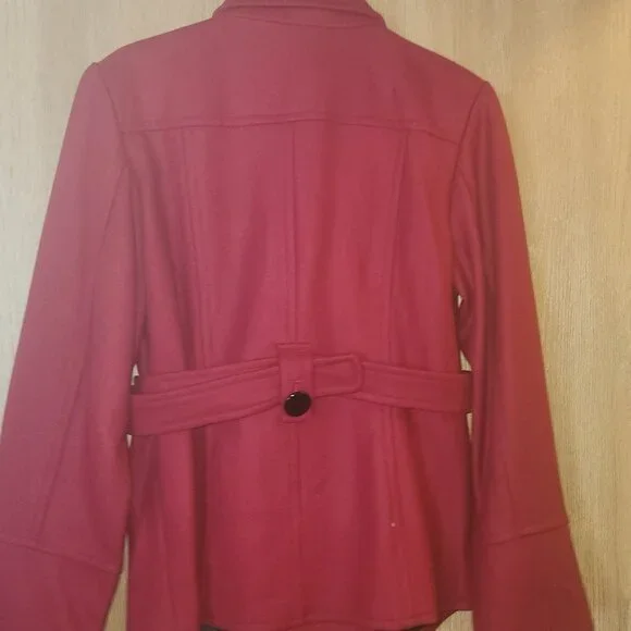 Red Ladies Pea Coat - Picture 4 of 6